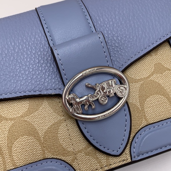 COACH Georgie Crossbody In Signature Canvas LIGHT KHAKI/MARBLE BLUE - Picture 5 of 14